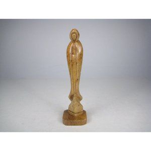 Carved Stone Madonna Figurine Virgin Mary Lady Mod Modernist Sculpture 6 inch